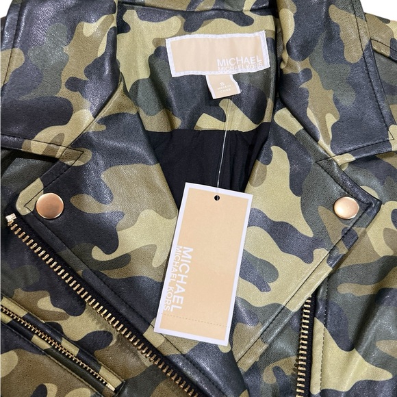 Michael Kors Camouflage Women Faux Leather Jacket Size S NWT - Picture 5 of 6